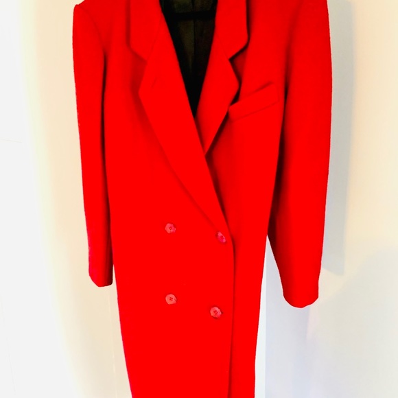 Vintage Red Ashley Scott Long Wool Coat - Picture 2 of 4